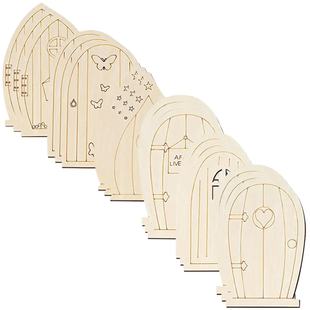 

36pcs Wooden Slices Fairy Themed Mini Door Blank Unfinished Wood DIY Crafts Material Sewing Art Projects Kids Gifts