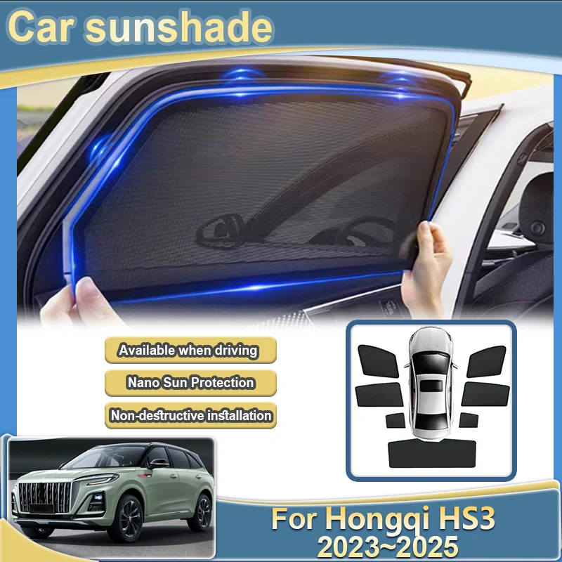 

Аксессуары для Hongqi HS3 2024 2023 ~ 2025 автомобильный оконный солнцезащитный козырек сетчатый солнцезащитный козырек теплоизоляция УФ-блокировка конфиденциальности шторы