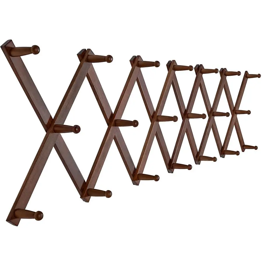 

Hat Rack for Wall with 20 Hooks, Solid Wooden, Modern, Expandable Coat Rack Wall Mount for Coats, Hats, Bags, Baseball Caps, Wal