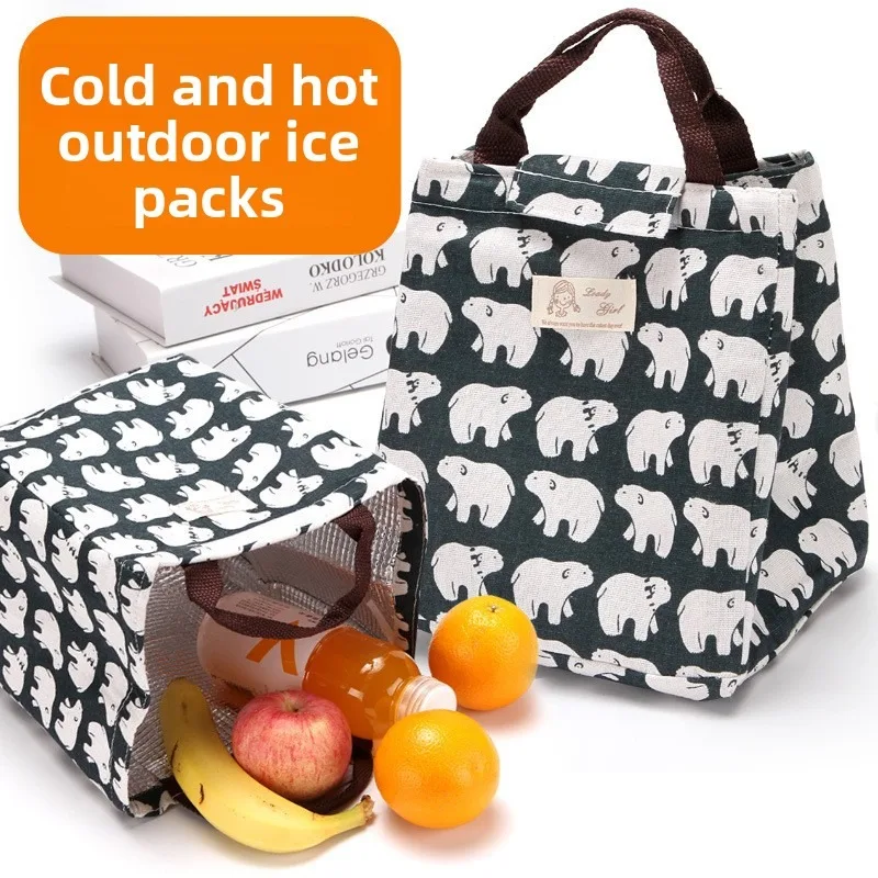 Tableware Cold and Fresh Lunch Thermal Insulation Bag Waterproof Portable Bento Bag Thermal Insulation Bag with Rice Bag Durable