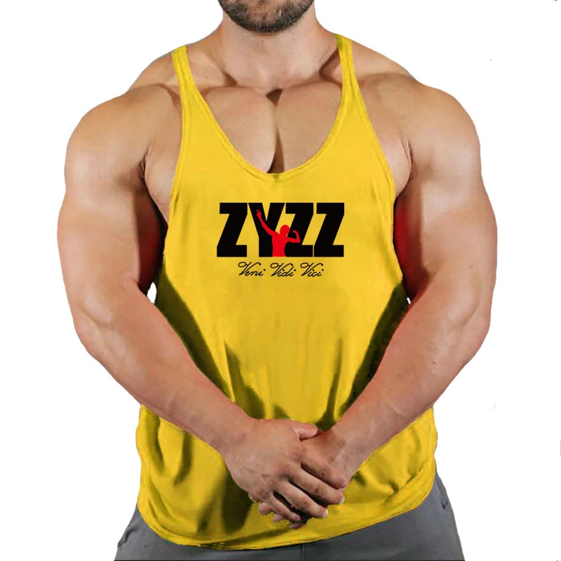 Gym Sleeveless Shirt Men Bodybuilding Tank Tops Fitness Workout Cotton Print Singlet Stringer Undershirt Male Casual Summer Vest