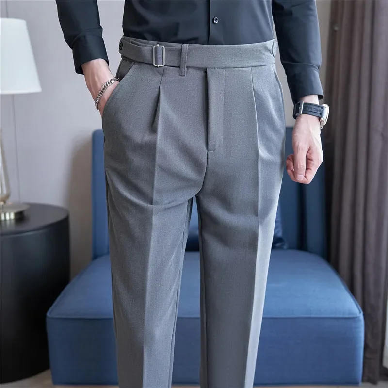 Men Suit Pants Trousers 2024 Autumn New British Style Stretch Slim Formal Pantalone Hombre Solid Casual Dress Pants Men Clothing