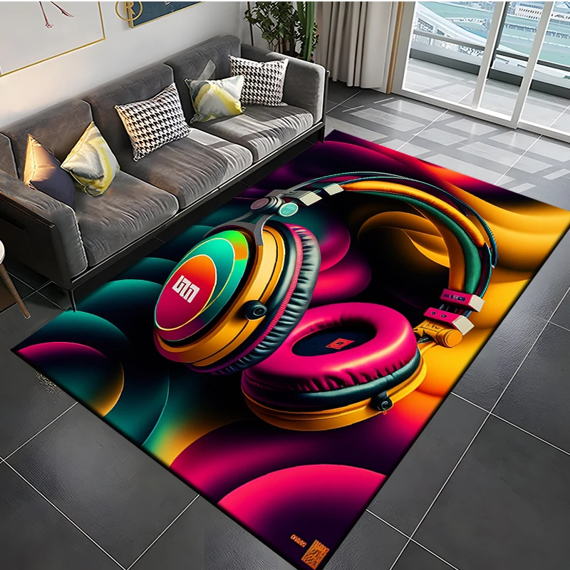 3D Printed Headset Rug Large Carpet Area for Living Room Bedroom Sofa Kitchen Decorate Game Non-slip Floor Mat Kid Birthday Gift