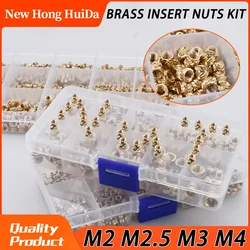 M2 M2.5 M3 M4 Brass Metric Thread Inserts Nut Brass Insert Knurled Nuts Plastic Heat Injection Molding Assortment Kit 3D Printer