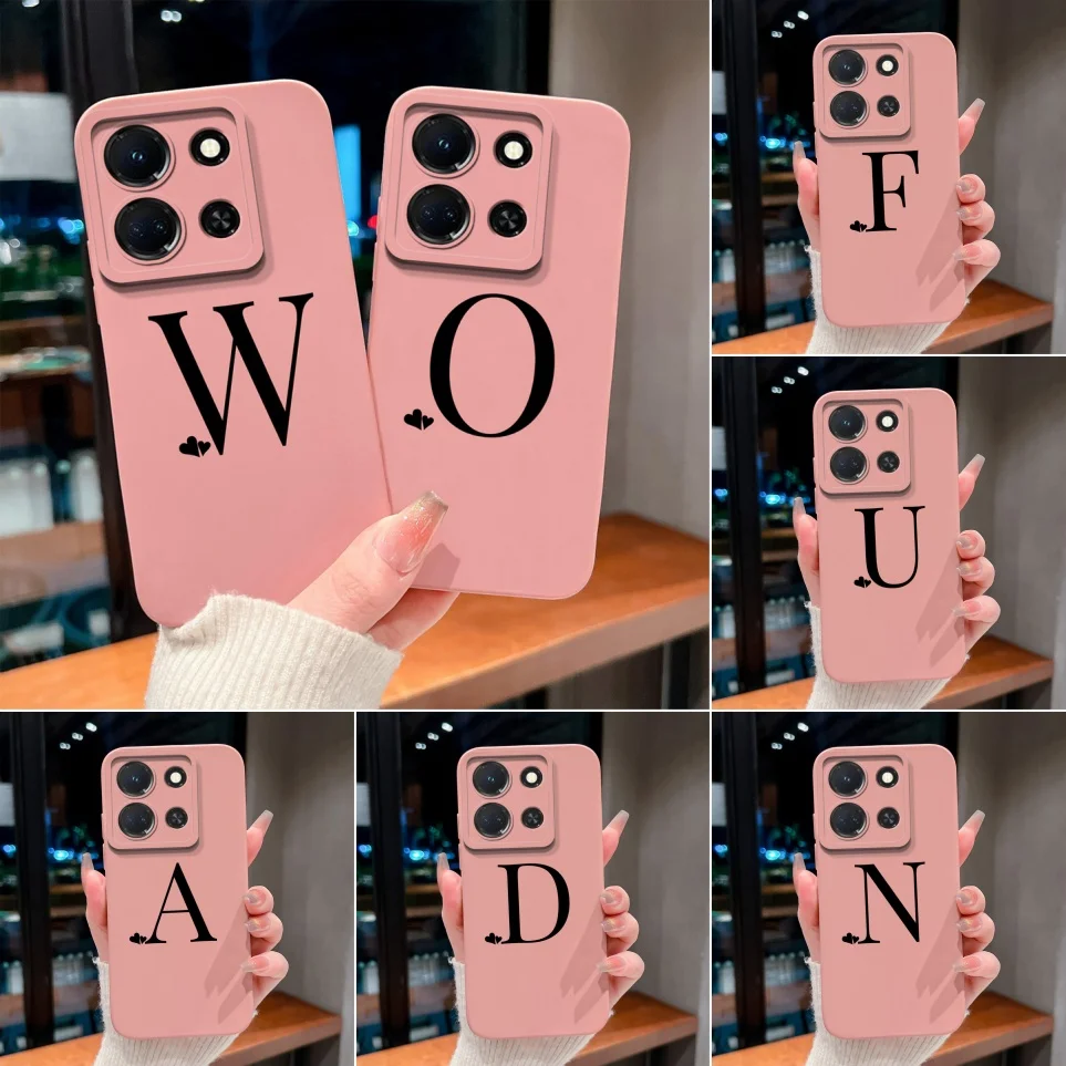 

For Infinix Note 30 30i 30Pro Case Initial Pink Funda Protective Silicone Soft Phone Cover For Note30 Pro Cases 30 VIP Coques