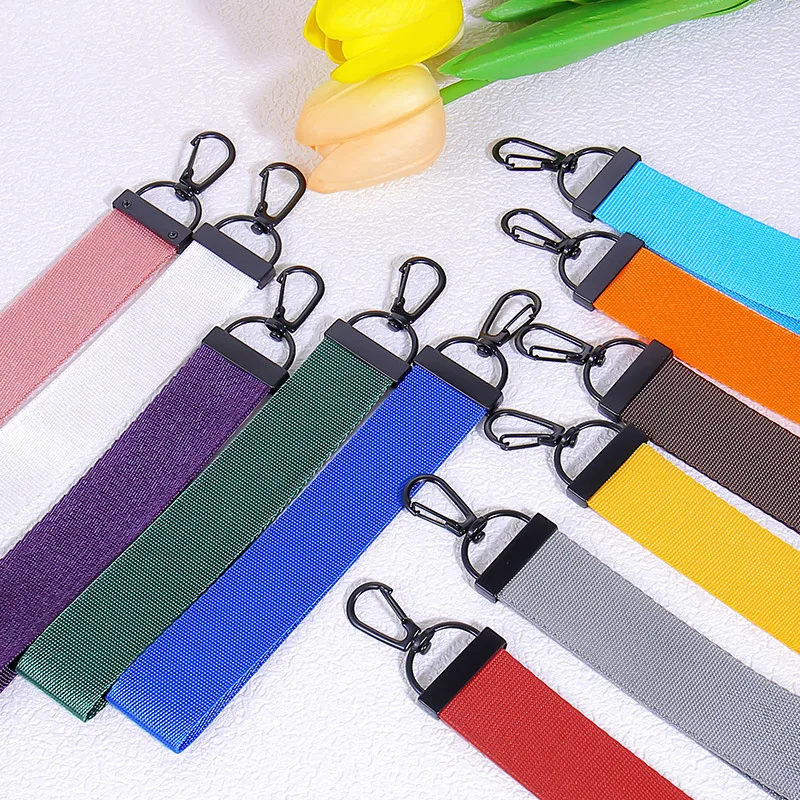 Solid Color Ribbon Keychain Mobile Phone Hanging Certificate Key Pendant Handbag Fashionable Trendy Brand Hanging Buckle