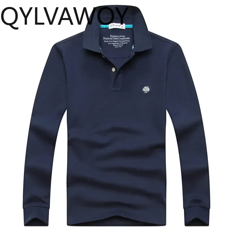 QYLVAWOY Men T-Shirt 2025 Spring Autumn New Casual Solid Shirts Long-sleeved T-shirt Plus Size Cloth for Men CottonTee Shirt Top