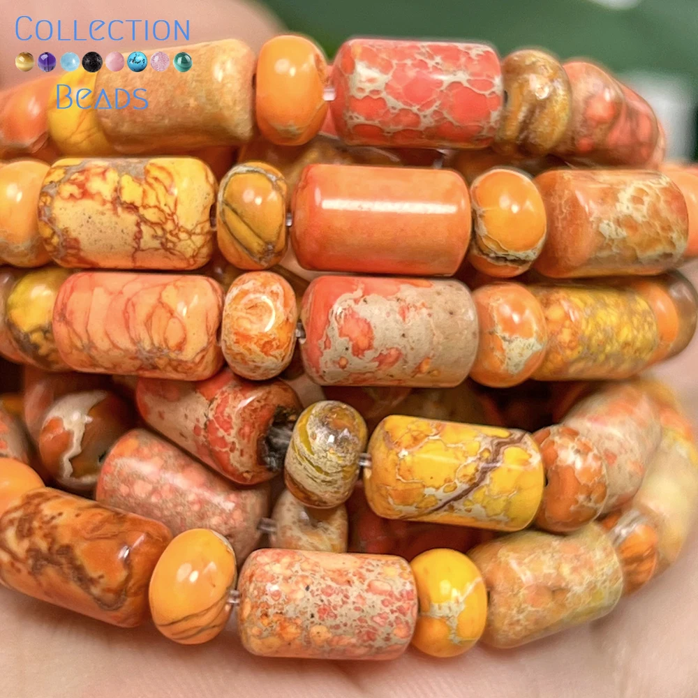 Jaspe sédiments de mer Orange naturel, 4x6x10mm, perles d'espacement amples pour la fabrication de bijoux, accessoires de collier et de bracelet à bricoler soi-même
