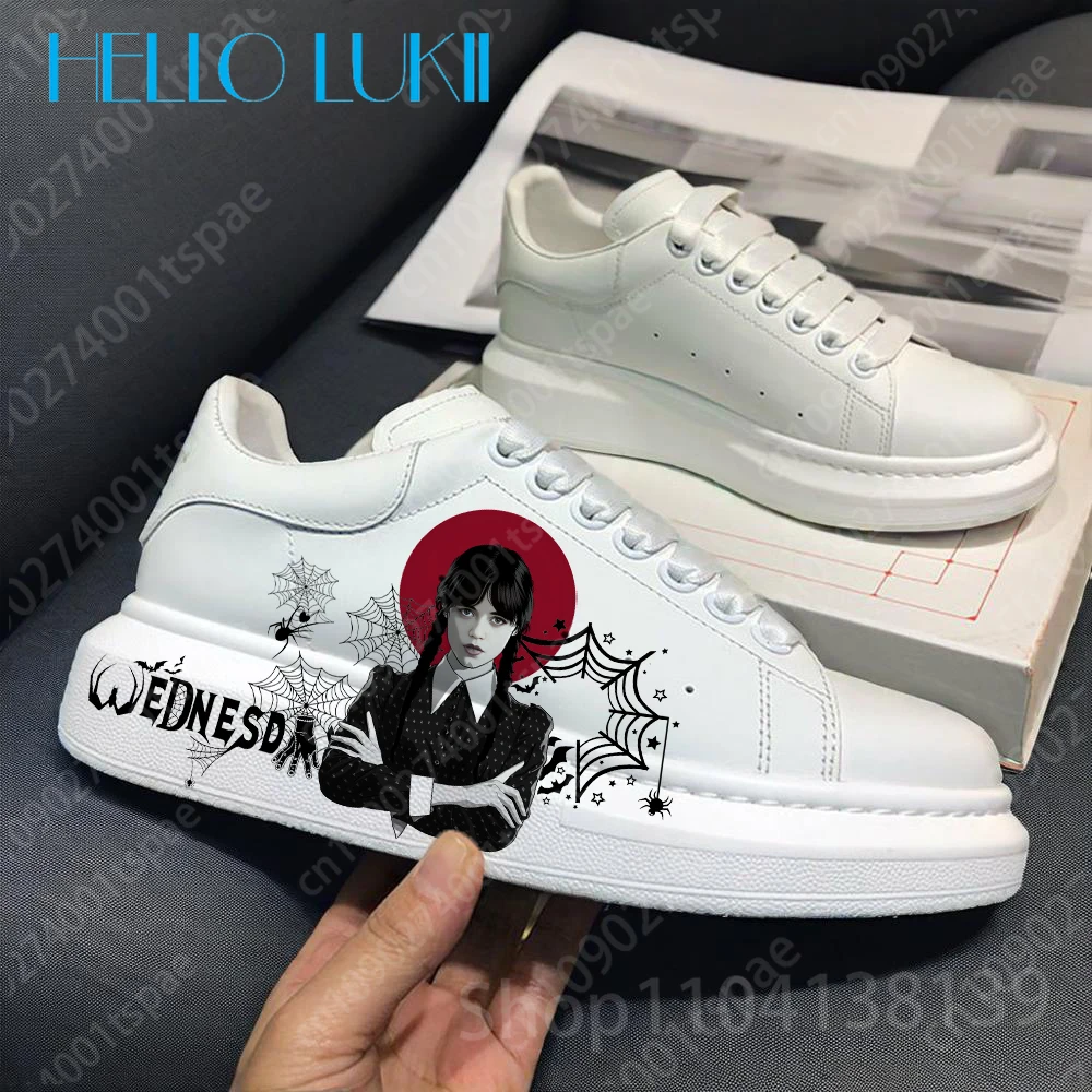 

Среда Аддамс, женская и мужская повседневная обувь, мужская обувь на платформе для скейтбординга для мальчиков и девочек, модная повседневная обувь, кроссовки с граффити на Хэллоуин