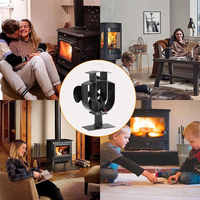 AEE3-Wood Stove Fan Small Designed Fireplace Fans 4 Blades Heat Powered Fireplace Fans For Wood/Log Burner/Fireplace Black TP200