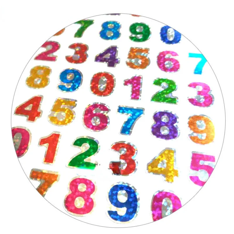 10 Sheets Colorful Laser Letters Number Stickers for Students Kids Book Notebook Decor DIY Self Adhesive A To Z Words Stickers