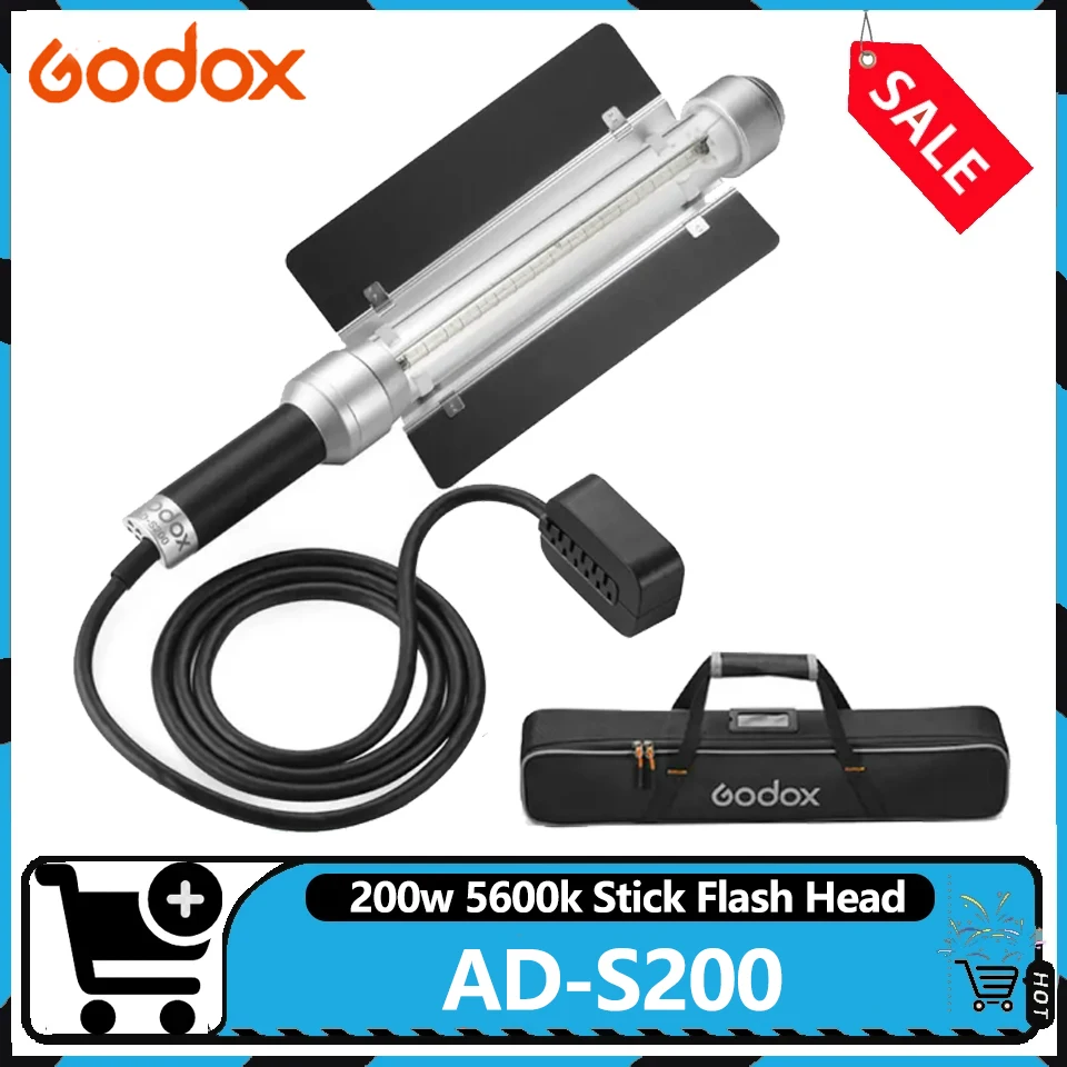 

Насадка-вспышка Godox AD-S200 для карманных вспышек AD200/AD200Pro, 200 Вт, 5600K, в комплекте с барндверами