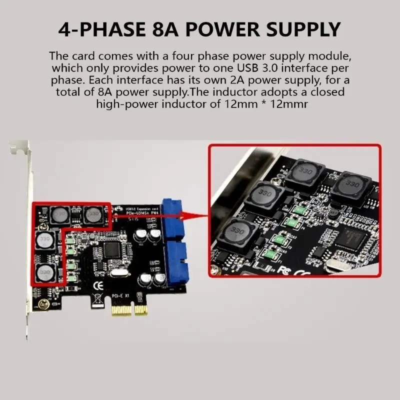 

652F Professional 4 PORT PCIE TO USB PCIE ARDAPTER ADAPTER ADAPTER FROD BAY CARD для аксессуаров для настольных ПК