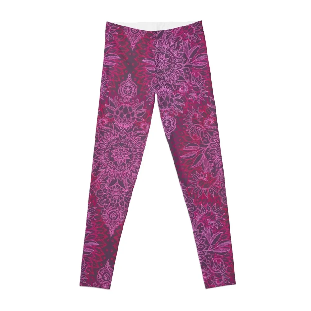 

Magenta, Pink & Coral Protea Doodle Pattern Leggings sports for Leginsy push up Womens Leggings