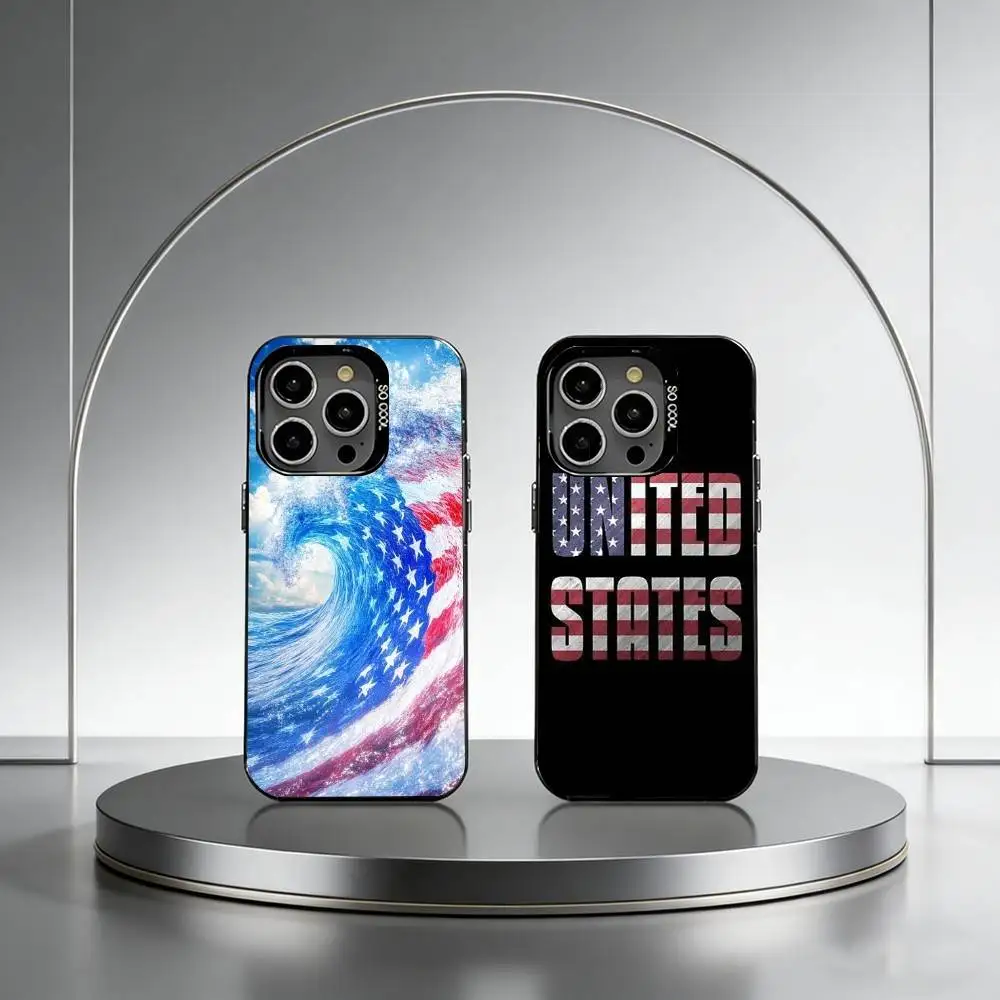 

The Culture of the American Flag Phone Case For iPhone 17,16,15,14,13,12,11 Plus,Pro Max,XS,Colored Silver Plated Inside Cover