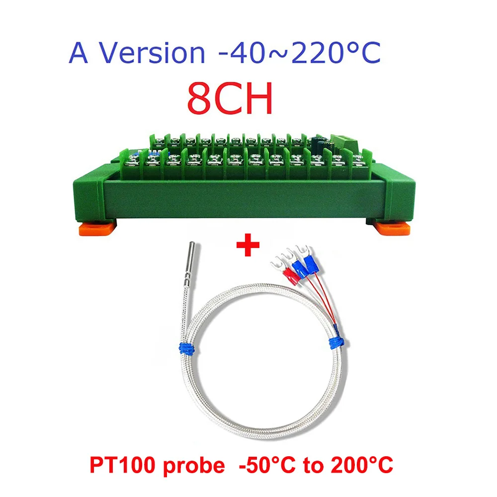 8AI RS485 Analog Input PT100 RTD RS485 Temperature Sensor Acquisition Board replace NTC K Thermocouple DS18B20 DC8-30V with case