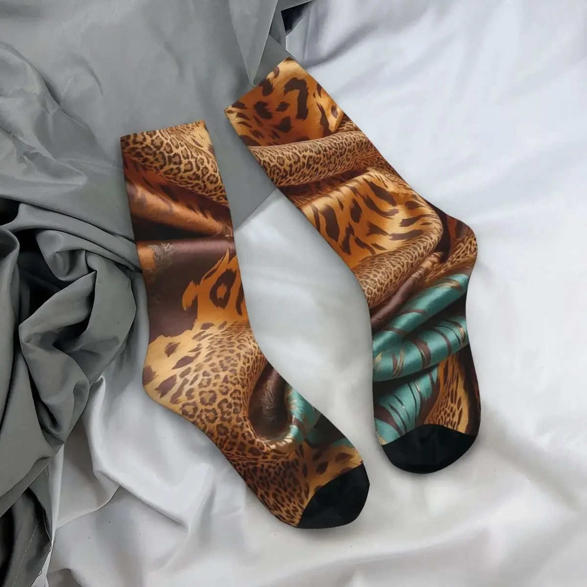 

All Seasons Crew Stockings Imitation Of A Tiger Skin Animal Print Style Socks Fashion Long Socks Men Women Valentine's Day Gifts