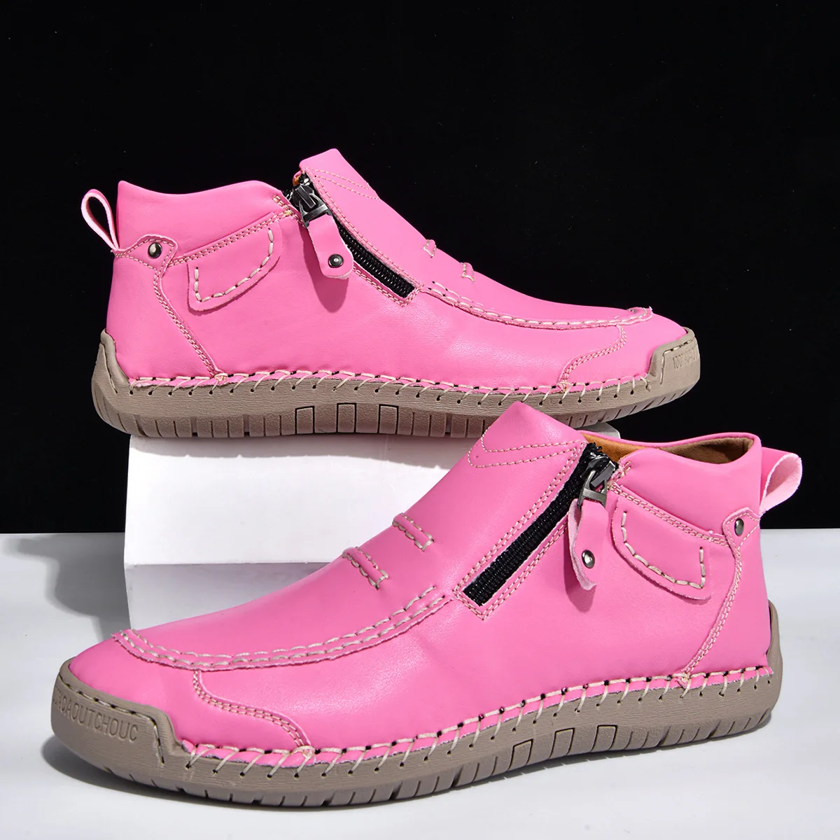 New Classic Handmade Leather Women Boots Outdoor Design Sneakers Women Breathable Casual Leather Shoes Woman Ankle Boots