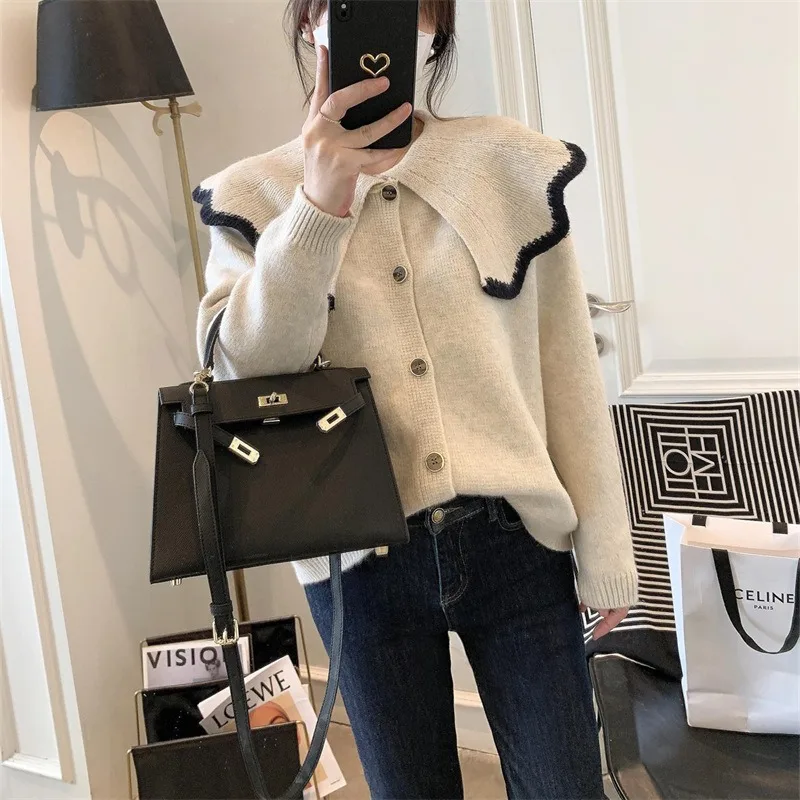 Gentle Versatile Sweater Jacket Fashionable Temperament Sweater Knitted Cardigan Women\'s Loose Lazy Jacket Knitted Top Trend