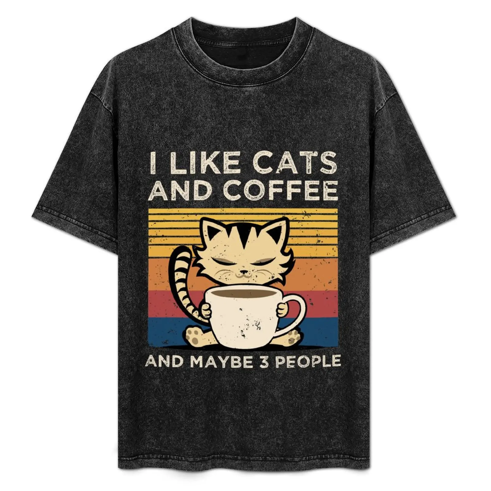 

i like cats and coffee and maybe 3 people Funny Cat And Coffee Lovers Gift T-Shirt man t shirt heavy cotton T-Shirt