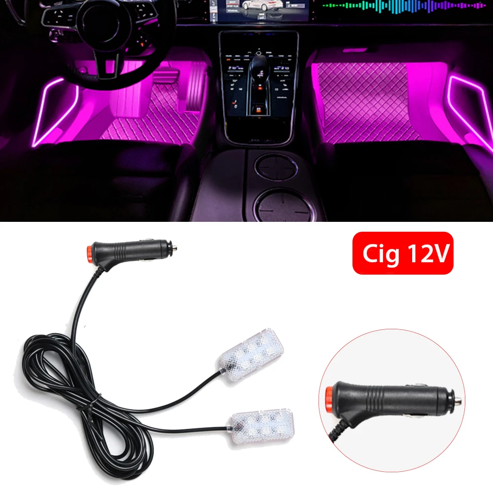 LED Auto Innen Umgebungs Fuß Streifen Licht Kit Zubehör Hintergrundbeleuchtung Auto Innen Umgebungs Lampen mit LED Rosa Licht