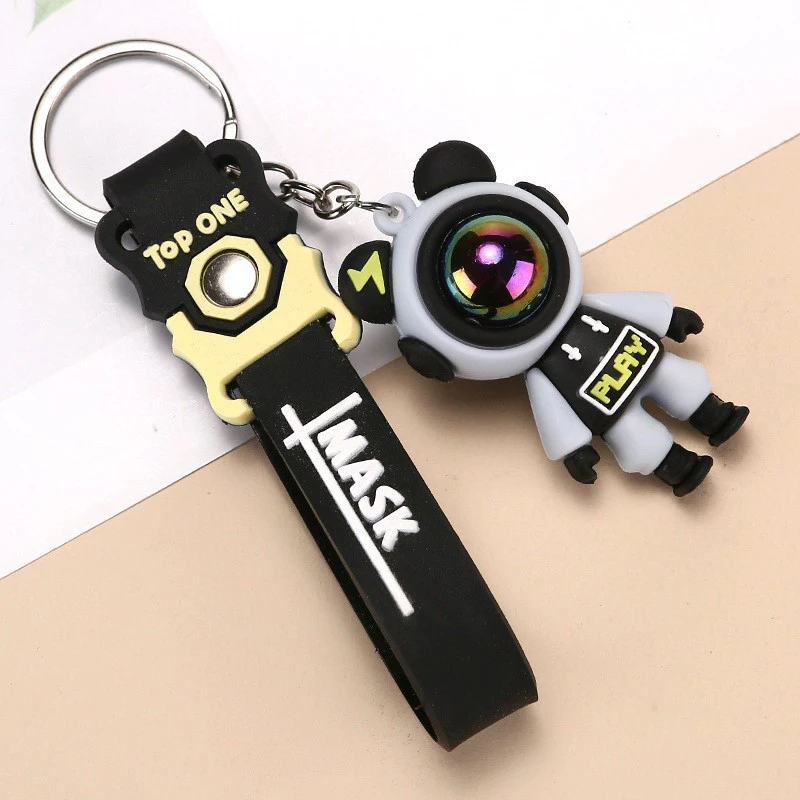 Cartoon Lightning Bear Keychain Astronaut Bear Doll Keyring Bag Pendant Key Chain Couple Car Keyholder Bag Jewelry Gift