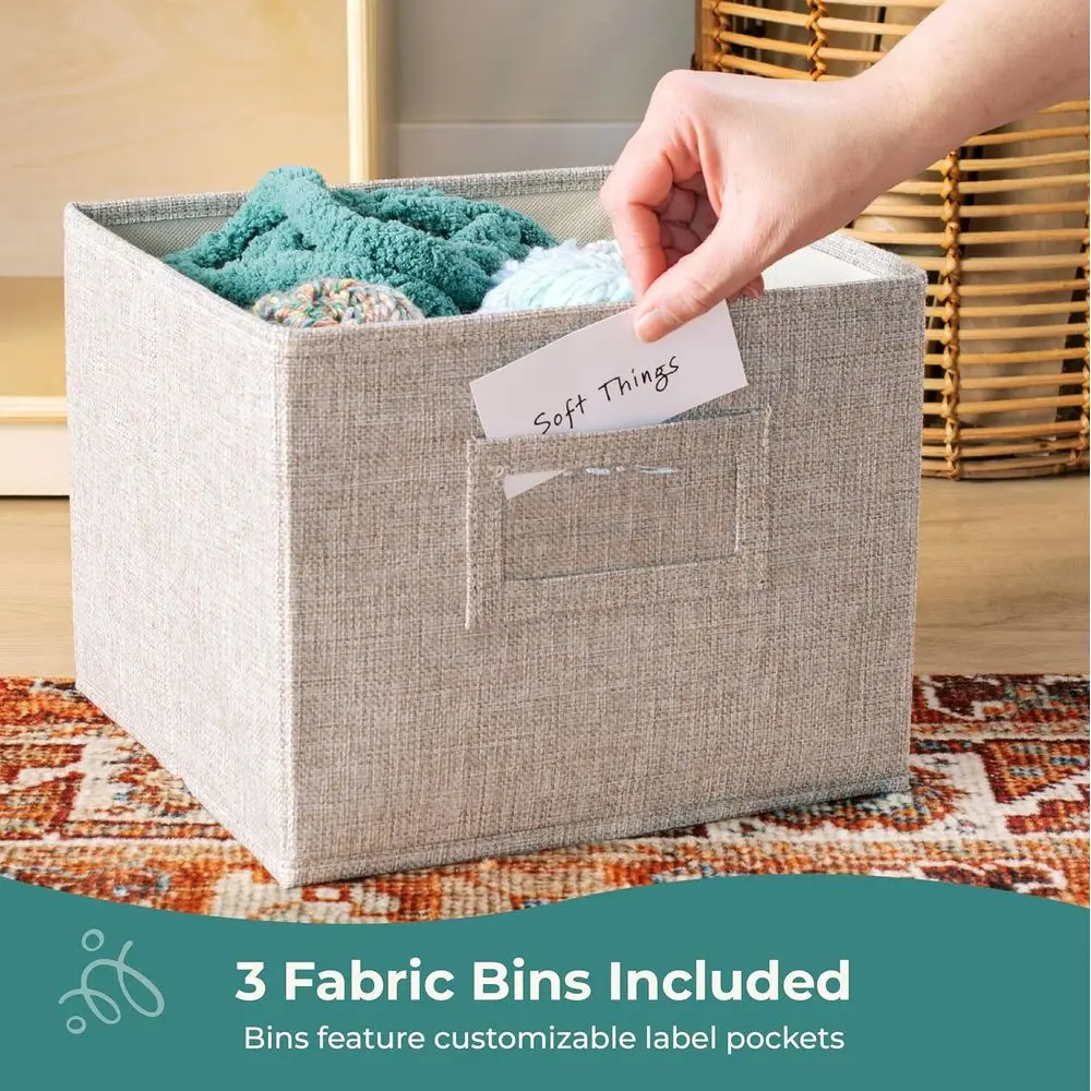 자연 목재 인형의 집 책장, 아이들 책, 인형 및 용품 보관함 포함