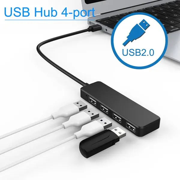 hot-ultra slim USB Hub 4-port USB 2.0 Hub for Notebook Tablet PC Desktop Black/White