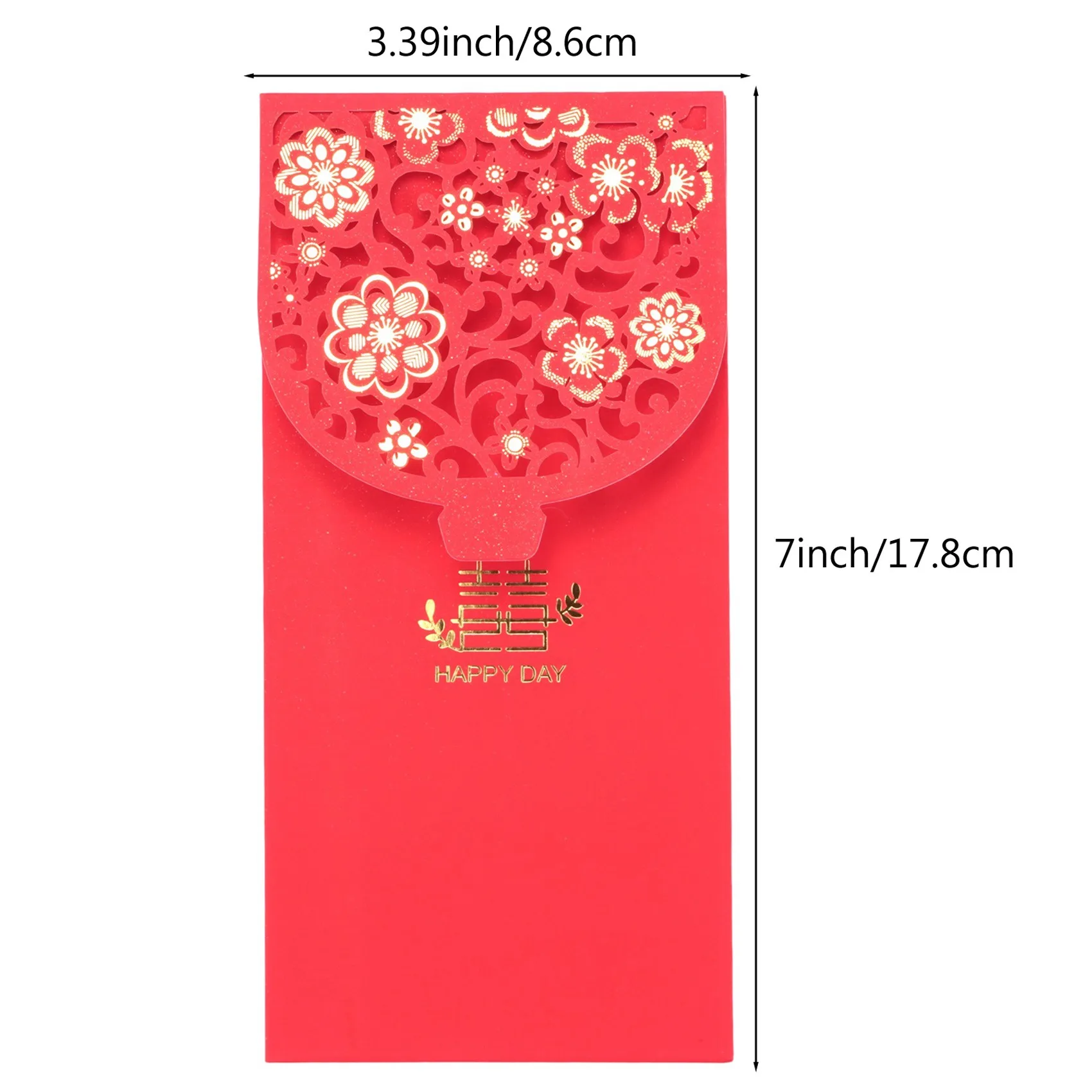 10PCS Chinese Red Envelopes Lucky Money Envelopes Wedding Red Packet for New Year Wedding (7X3.4 In)