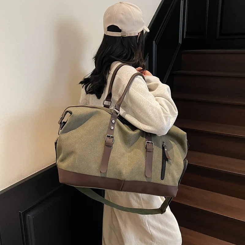

New Canvas Bag, Large Capacity Travel Bag, Portable Shoulder Crossbody Bag, Unisex Fitness Bag, Moving Luggage Bag