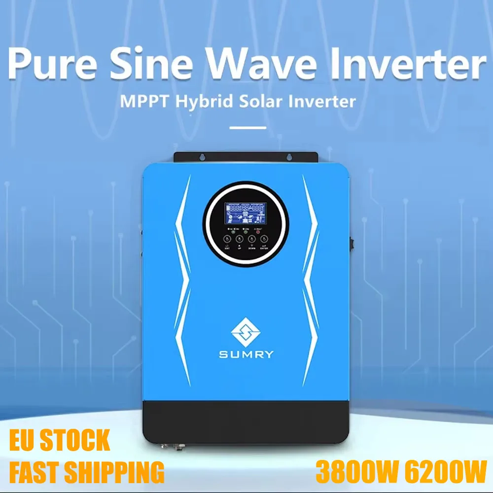 Hybrid Solar Inverter 6.2KW 3.8KW AC220-240V Off Grid MPPT Solar Inverter Hybrid Inverter Pure Sine Wave Power Inverter