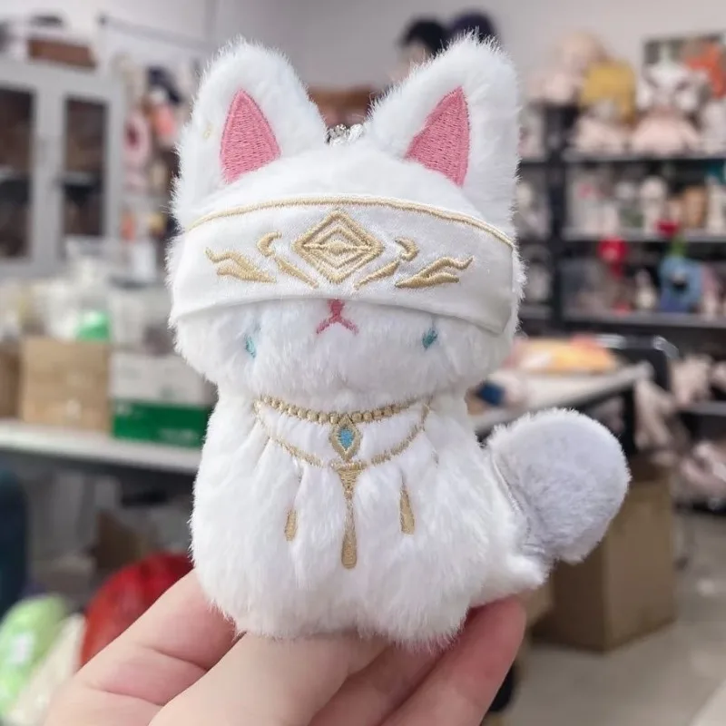 

Anime Game Identity V Cosplay Seer Eli Clark White Cat Adorable 10cm Backpack Pendant Plush Keychain Gifts