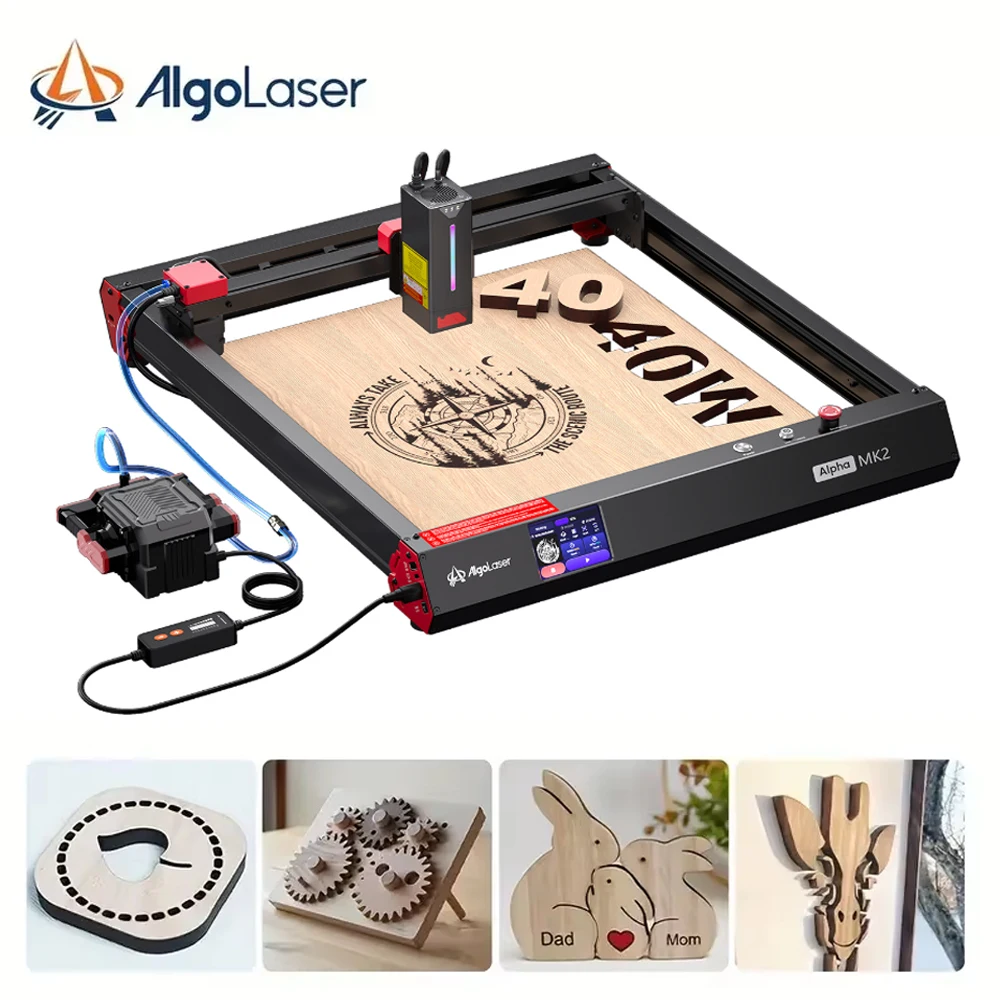 AlgoLaser Laser Engraver 40W Output DIY Laser Cutter Machine Air Assist Lens Monitoring 30000mm/min CNC Engraving Metal Color