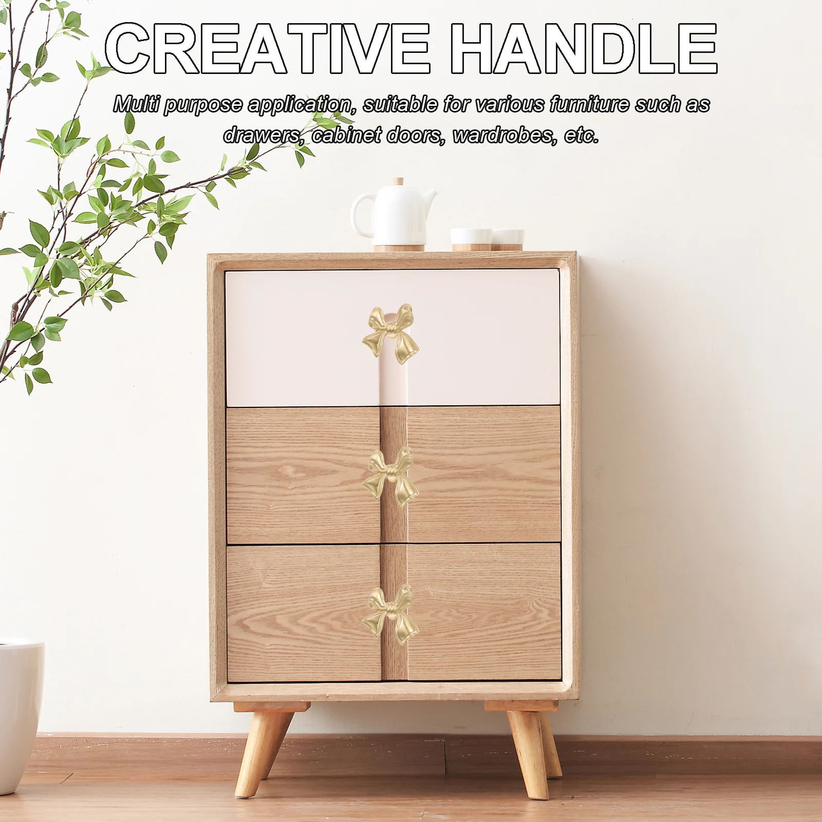 

Bow Drawer Pull Brass Bowknot Handle Single Hole Furniture Knob Decorative Vintage Cabinet Dresser Drawer Hardware