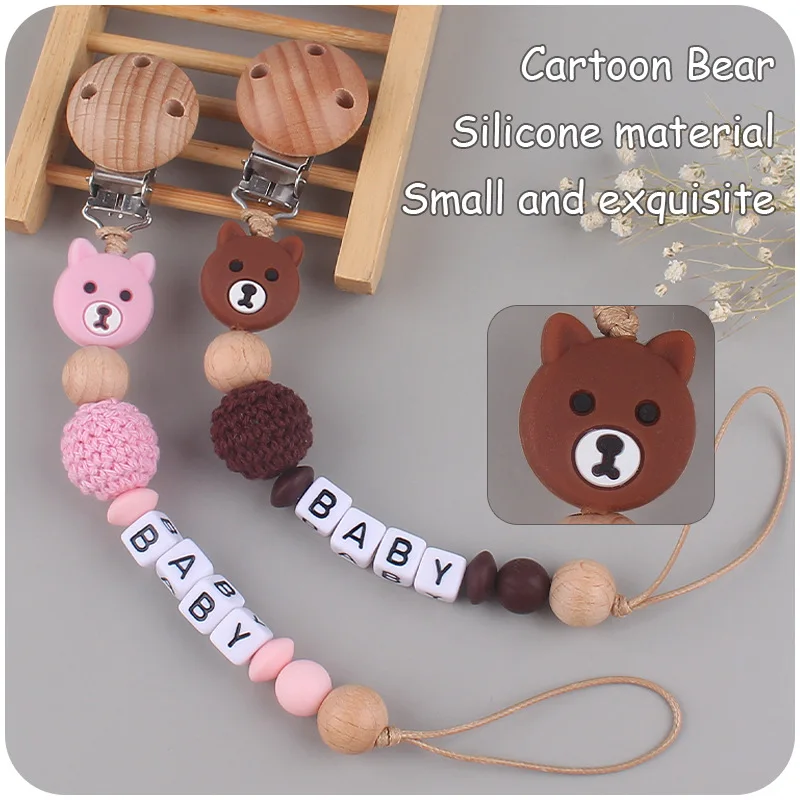 Baby Personalize Name Chain Custom Dummy Clip Holder for Pacifier Clips Children Anti-Lost Infant Feeding Chains Teething Toy