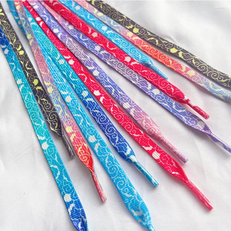 1 Pair Storm Pattern Flat Shoelaces Fashion Laces for Sneakers Colorful Graffiti Brush for Men And Women Magic Cloud AF1 Strings