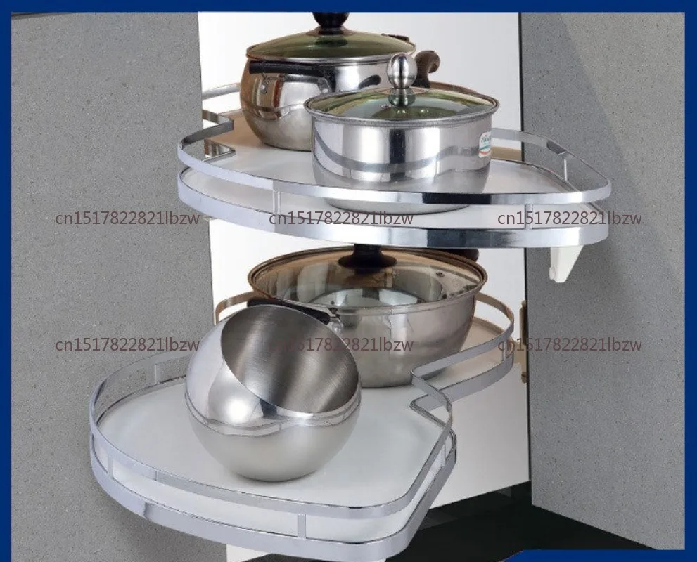 Rotating Corner Basket for Kitchen Cabinet Double Layer Storage
