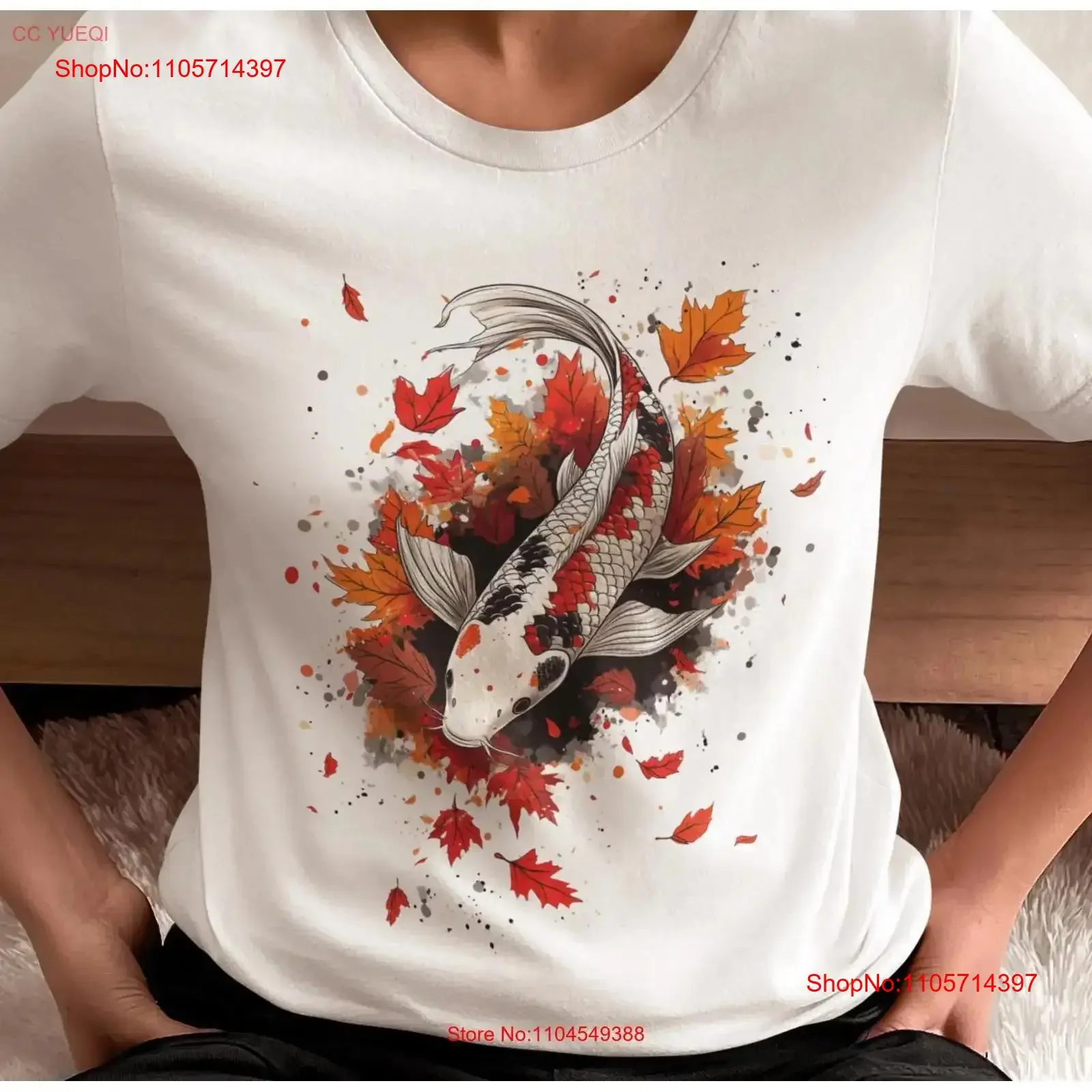 Koi Fish T Shirt Fall Autumn Season Fresh Water Aquatic Life Aquarium Lover Aesthetic Gold vintage Washed Breathable Stylish