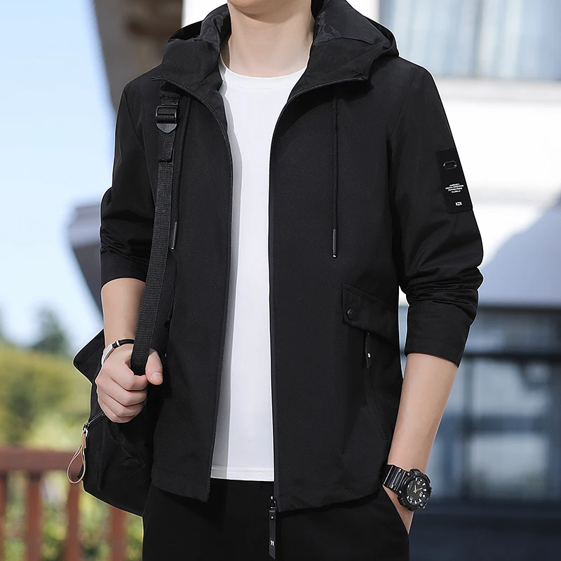 العلامة التجارية العصرية الربيع والخريف موسم 2025 جديد مقنعين سترة للرجال يندبروف ملابس العمل غير رسمية لارتداء الملابس