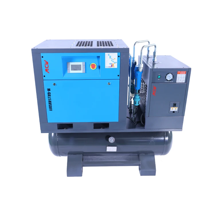 CE Oil-less PLC Controlled Mute Motor Portable Air Cooled All One Screw Compressor 8-16bar 500L Horizontal Tank Dryer