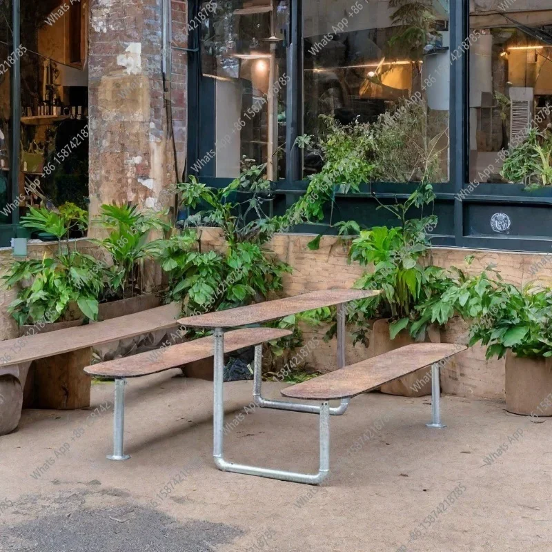 A63 Outdoor coffee table office one-piece table casual retro set wrought iron simple courtyard balcony classic