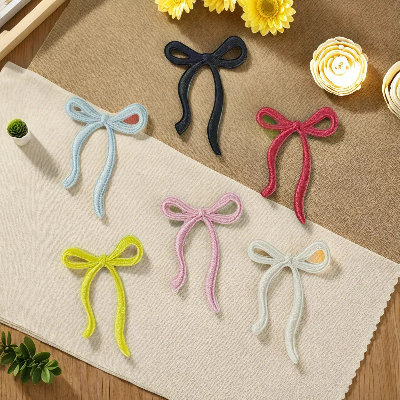 Colored Bow Tie Self-adhesive Embroidery Patch Decorative Clothing Backpack DIY Student Stationery Applique Scratch Patch