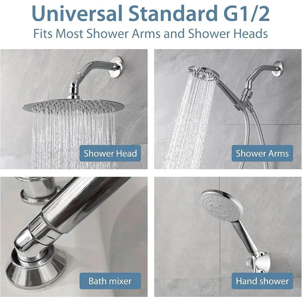 New Copper Shower Head Elbow Adapter 135 Degrees Silver Arm Elbow Extender Shower Heads Extension Pipe