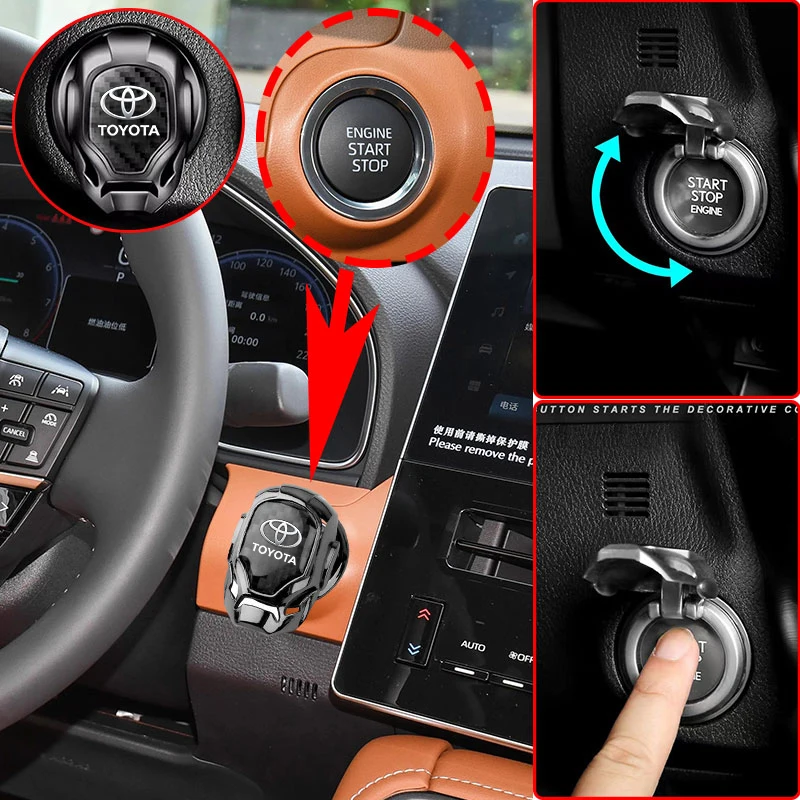 

Автомобильная кнопка запуска в один клик, кожа, внутреннее украшение, черное для Toyota RAV4 Corolla Camry Frontier Supra C-HR Hilux Tacoma Prado