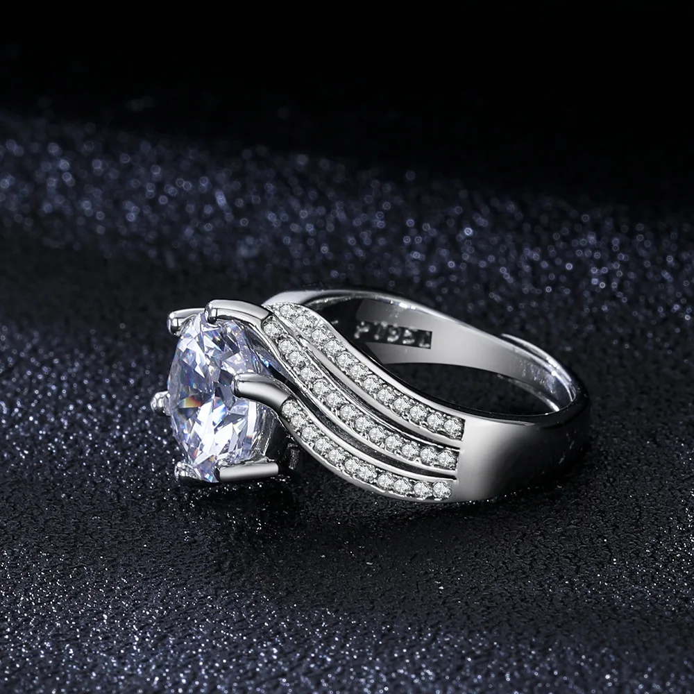 PT950 Princess Diamond Egg-shaped Luxury Eight-Pointed Arrow Ring for Women, Ring Band