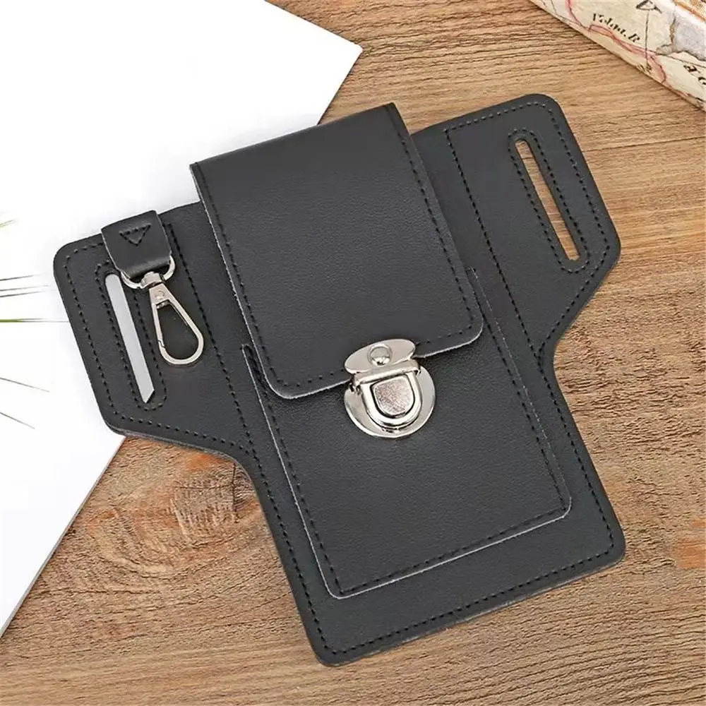 Vintage PU Leather Waist Bag Cellphone Loop Holster Mens Belt Bag Phone Pouch Wallet General Phone Case