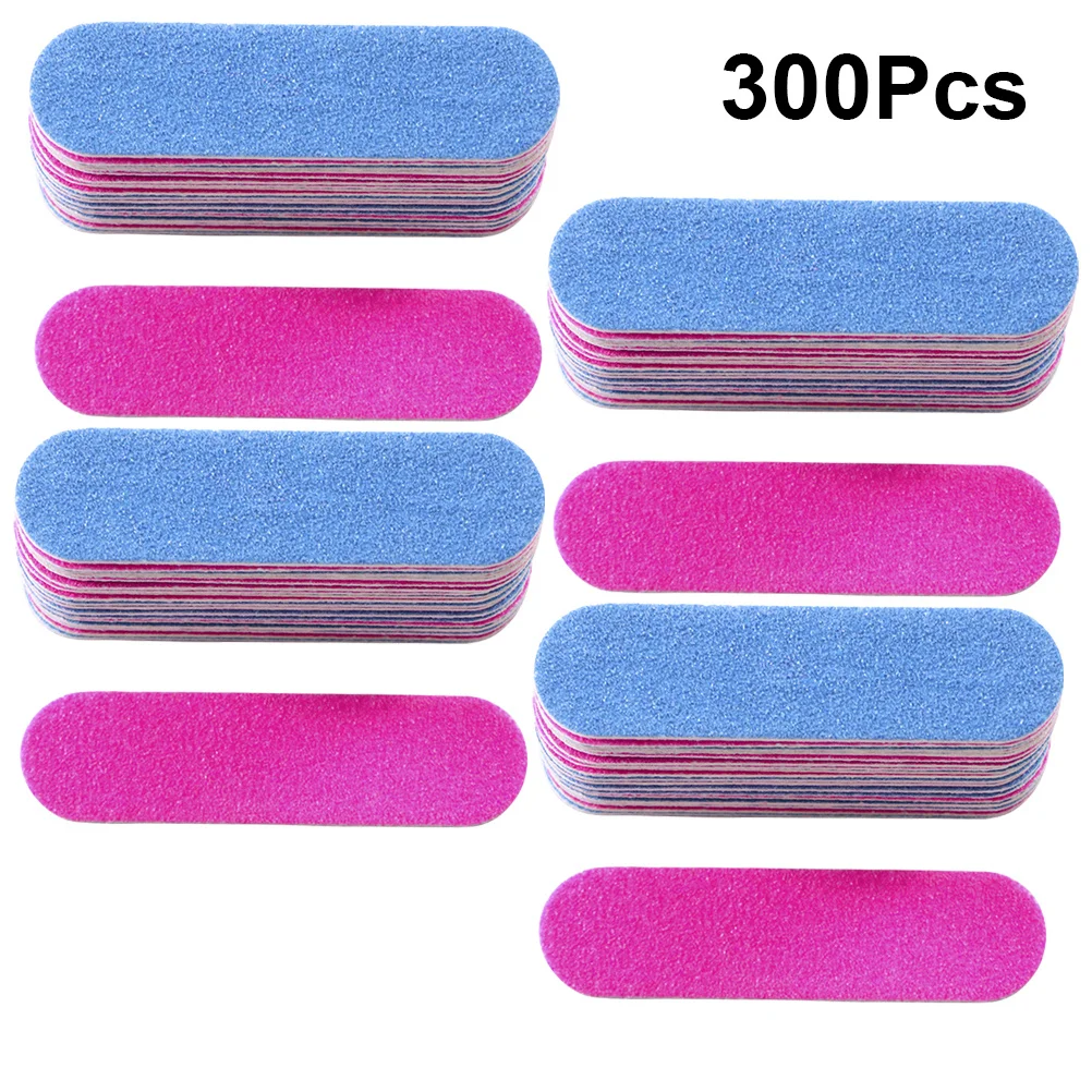 

300Pcs Mini Small Nail Files Double-Sided Buffers Durable Wood Chip Design for Natural False Nails Toenail Care and Art