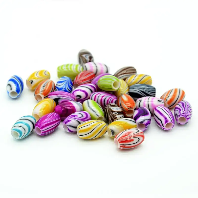 20pcs/Bag Retro Patterned 16MM Oval Barrel Beads Ink Pattern 6mm Hole For Hair Jewelry Making DIY Bracelet Spacer Accessories