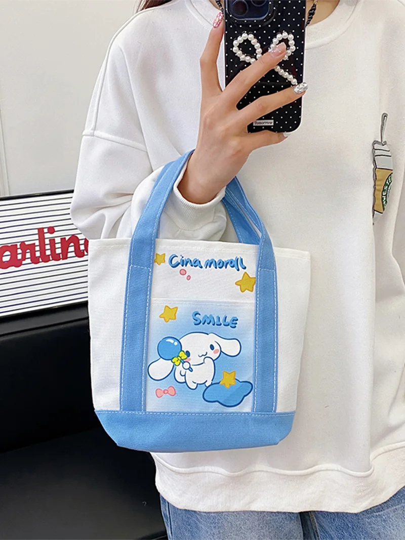 Sanrio New Summer Handbag Kuromi Jade Guigou Canvas Handbag Large Capacity Carrying Book Bag Single Shoulder Bag