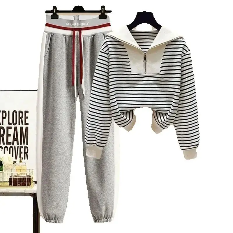 

Комплекты из 2 предметов, женский наряд, женский элегантный свитер + широкие брюки, комплект женской одежды